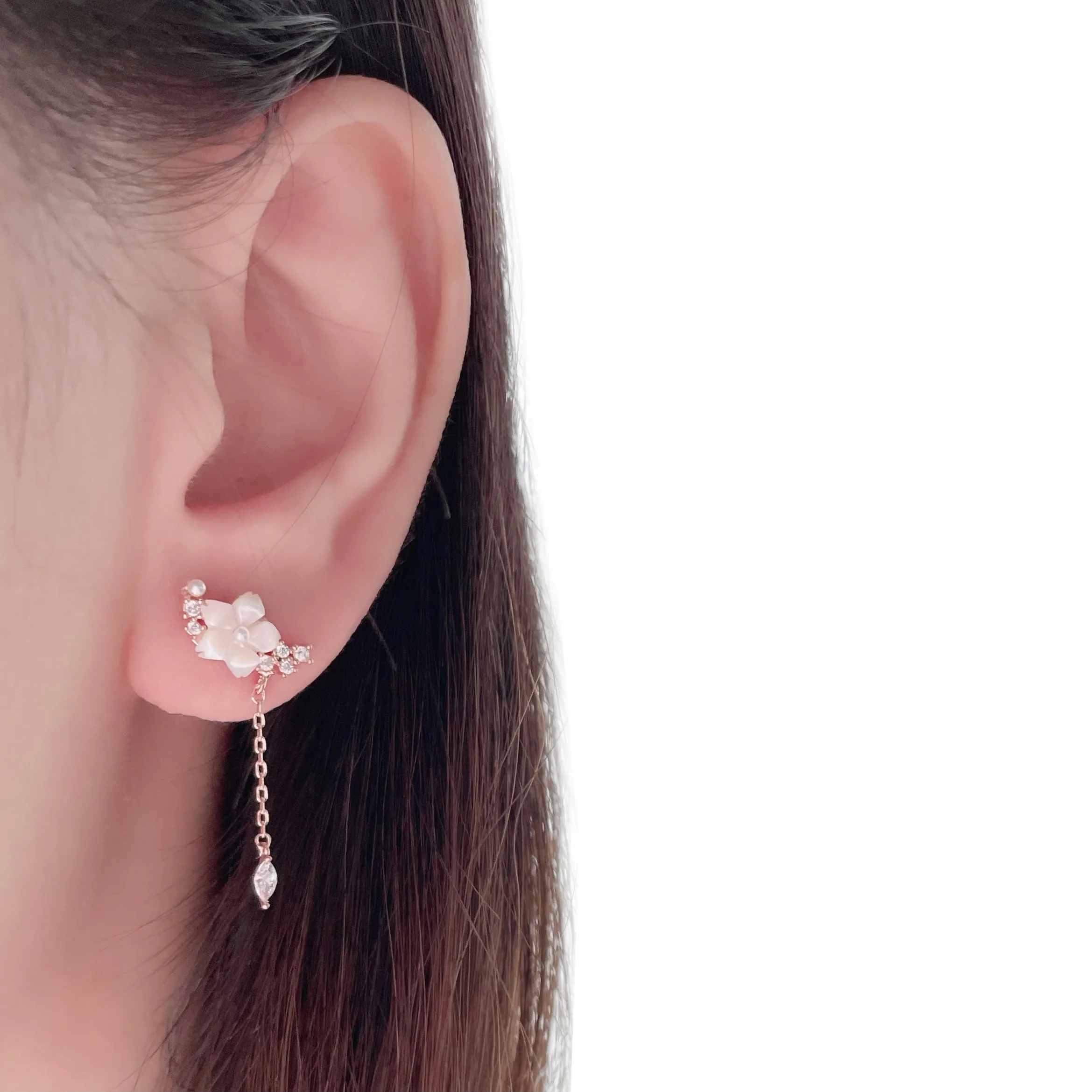 Rose Gold Sakura Glistening Earrings