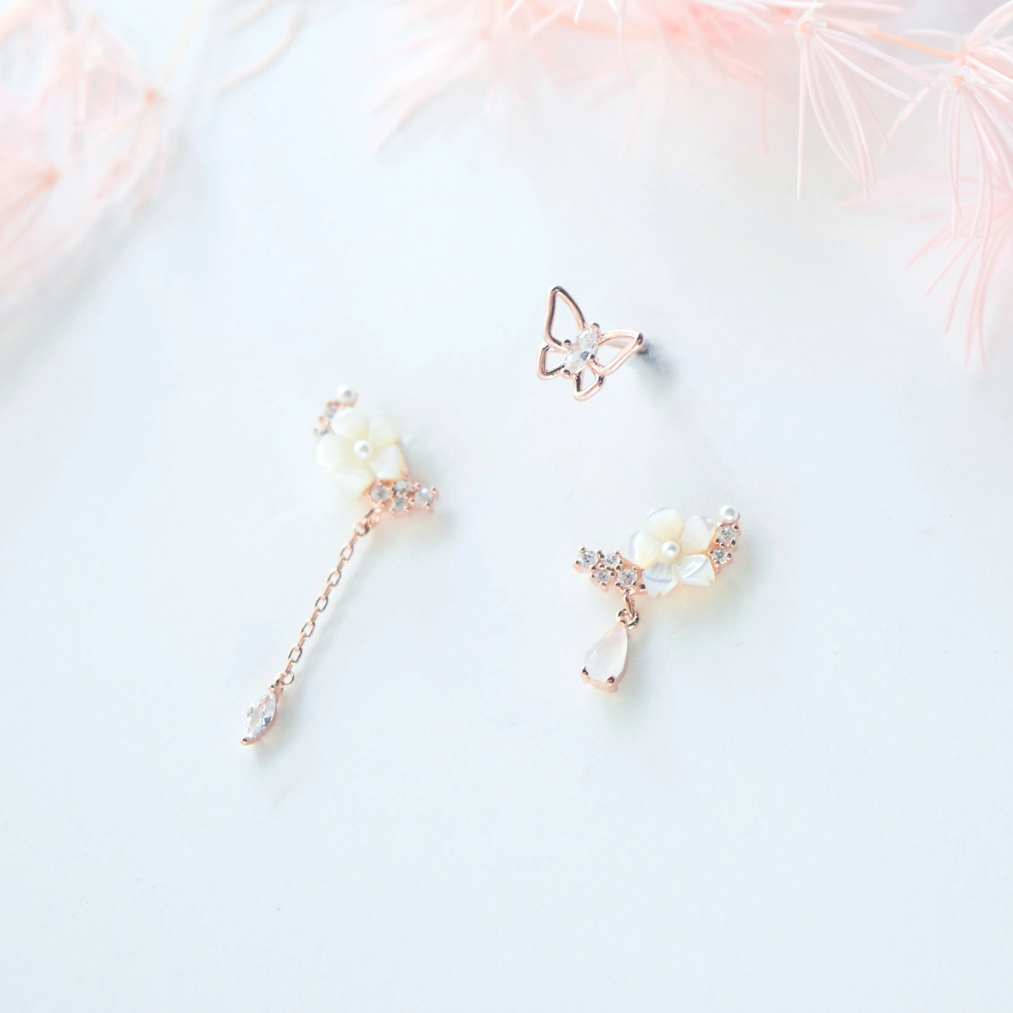 Rose Gold Sakura Glistening Earrings
