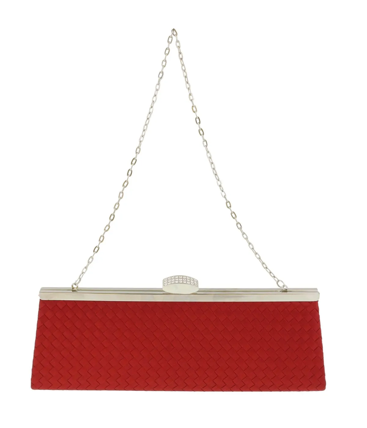 Scheilan  Red Fabric Weave Clutch/Shoulder Bag