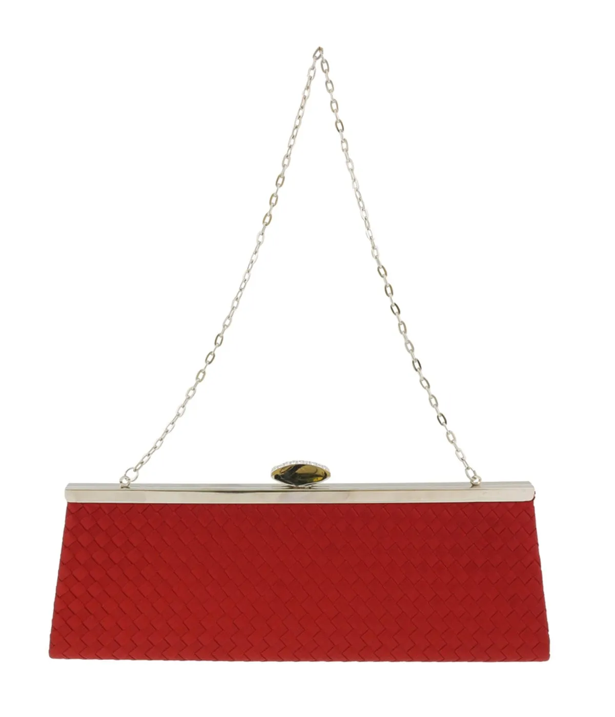 Scheilan  Red Fabric Weave Clutch/Shoulder Bag