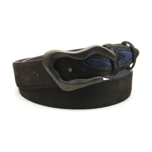 Silverado Dark Choc Suede Denim Insert Swirl Belt