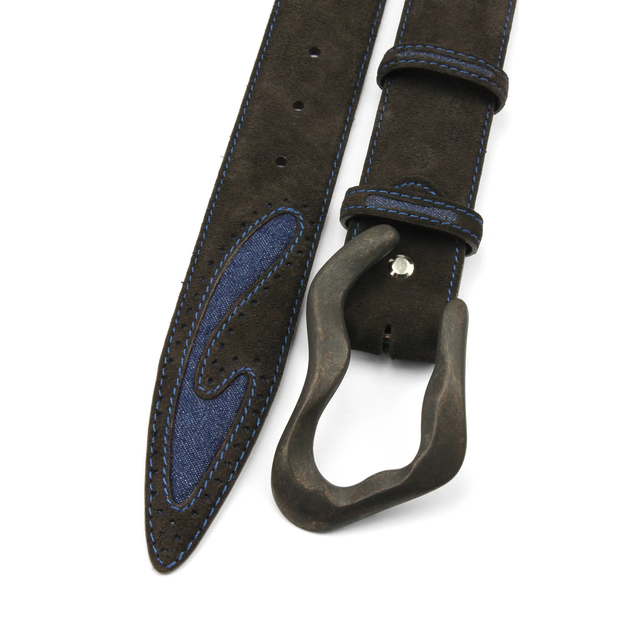 Silverado Dark Choc Suede Denim Insert Swirl Belt