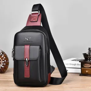 Sling Bag for Men Vintage Waterproof Leather Business Crossbody Bag