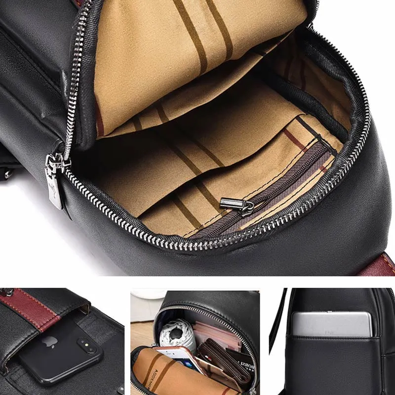 Sling Bag for Men Vintage Waterproof Leather Business Crossbody Bag