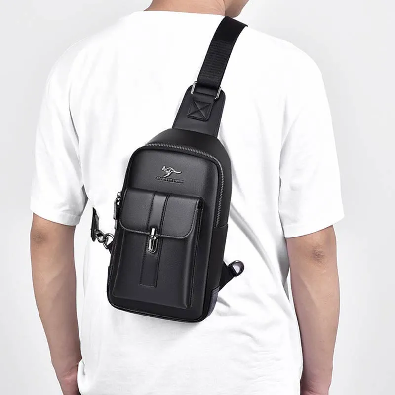 Sling Bag for Men Vintage Waterproof Leather Business Crossbody Bag