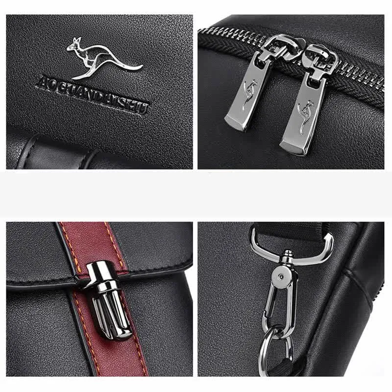 Sling Bag for Men Vintage Waterproof Leather Business Crossbody Bag