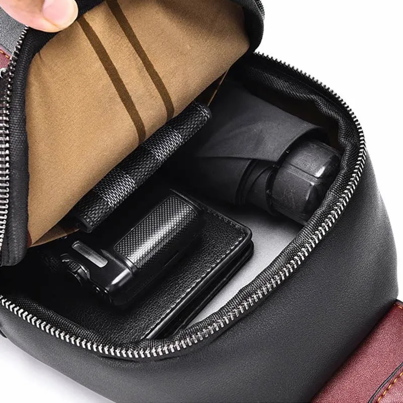 Sling Bag for Men Vintage Waterproof Leather Business Crossbody Bag