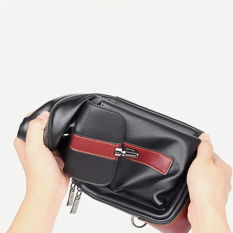 Sling Bag for Men Vintage Waterproof Leather Business Crossbody Bag
