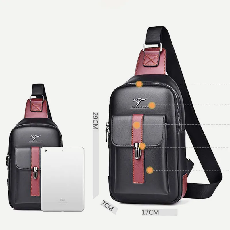 Sling Bag for Men Vintage Waterproof Leather Business Crossbody Bag