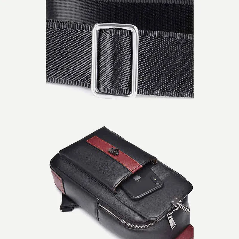 Sling Bag for Men Vintage Waterproof Leather Business Crossbody Bag