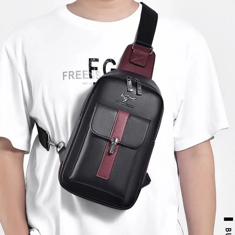 Sling Bag for Men Vintage Waterproof Leather Business Crossbody Bag