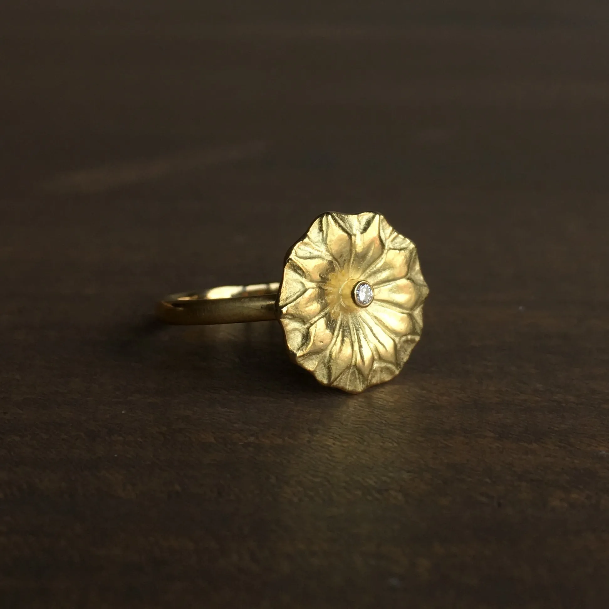 Small Gold Lotus Ring