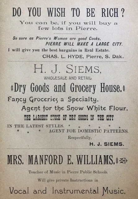 (South Dakota) Ladies of Pierre. The Peerless Cook Book.