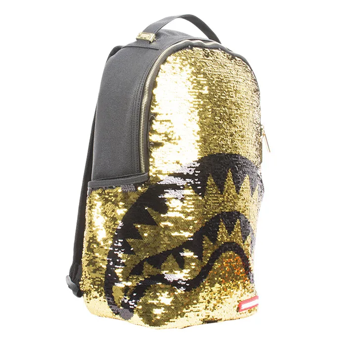Sprayground Gold Sequin Shark Backpack