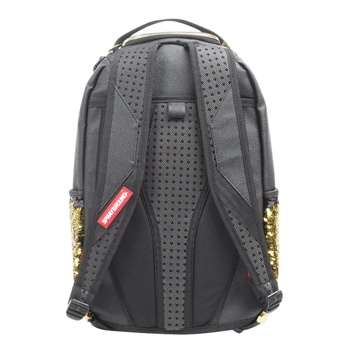 Sprayground Gold Sequin Shark Backpack