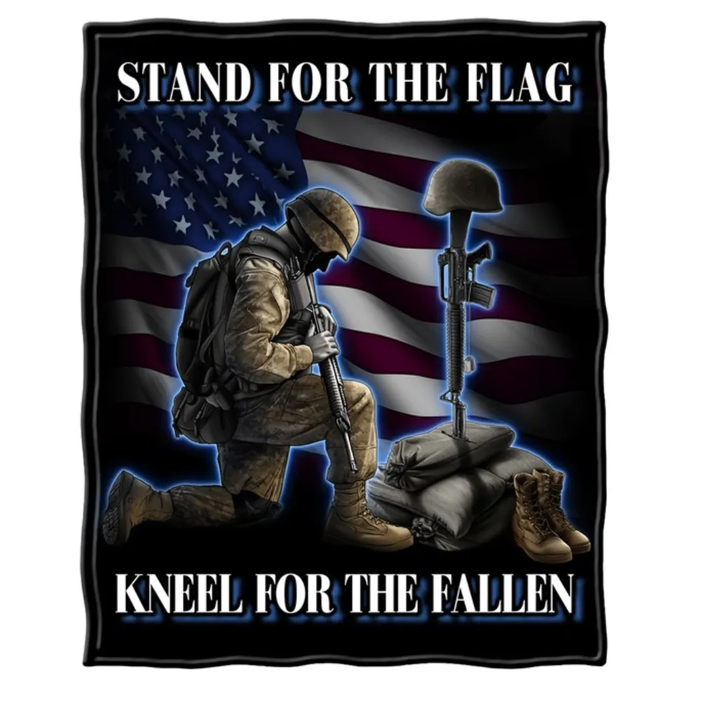 Stand for the Flag, Kneel For The Fallen Blanket