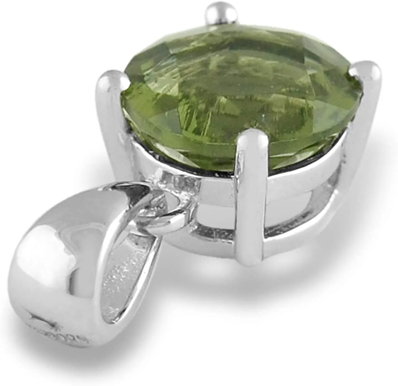 Starborn Genuine Moldavite Faceted Round Classic 925 Sterling Silver Pendant