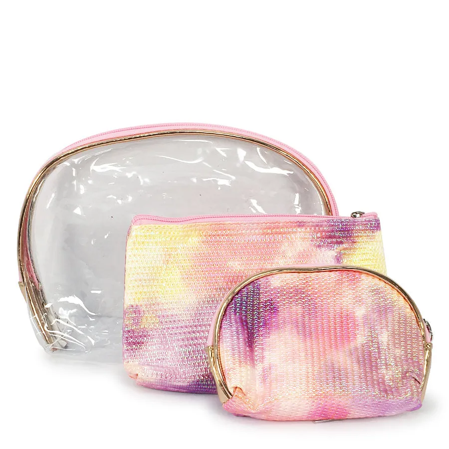 Tie Dye Pink Tone Cosmetic Bag 3PC Set (1 unit)