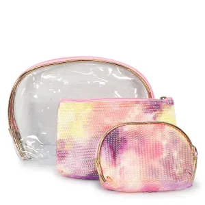 Tie Dye Pink Tone Cosmetic Bag 3PC Set (1 unit)