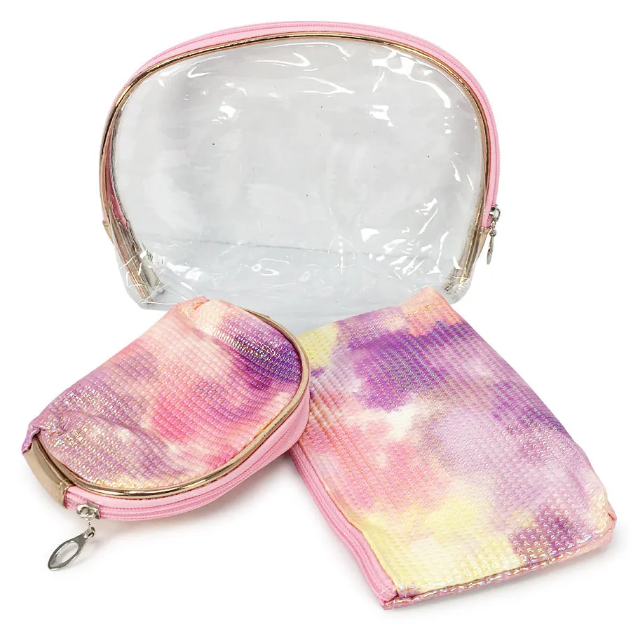Tie Dye Pink Tone Cosmetic Bag 3PC Set (1 unit)