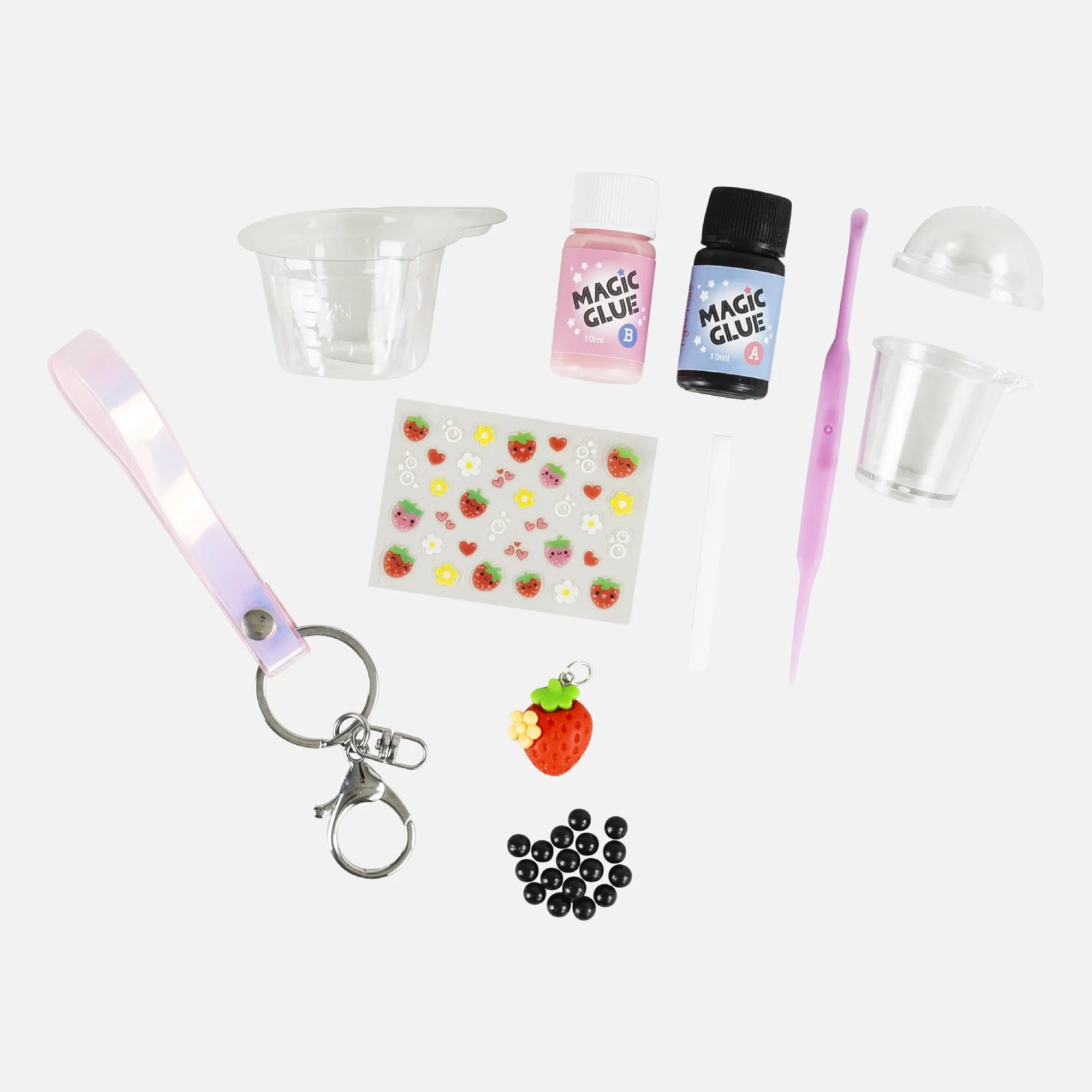 TIGER TRIBE - BAG CHARM KIT: STRAWBERRY BUBBLE TEA
