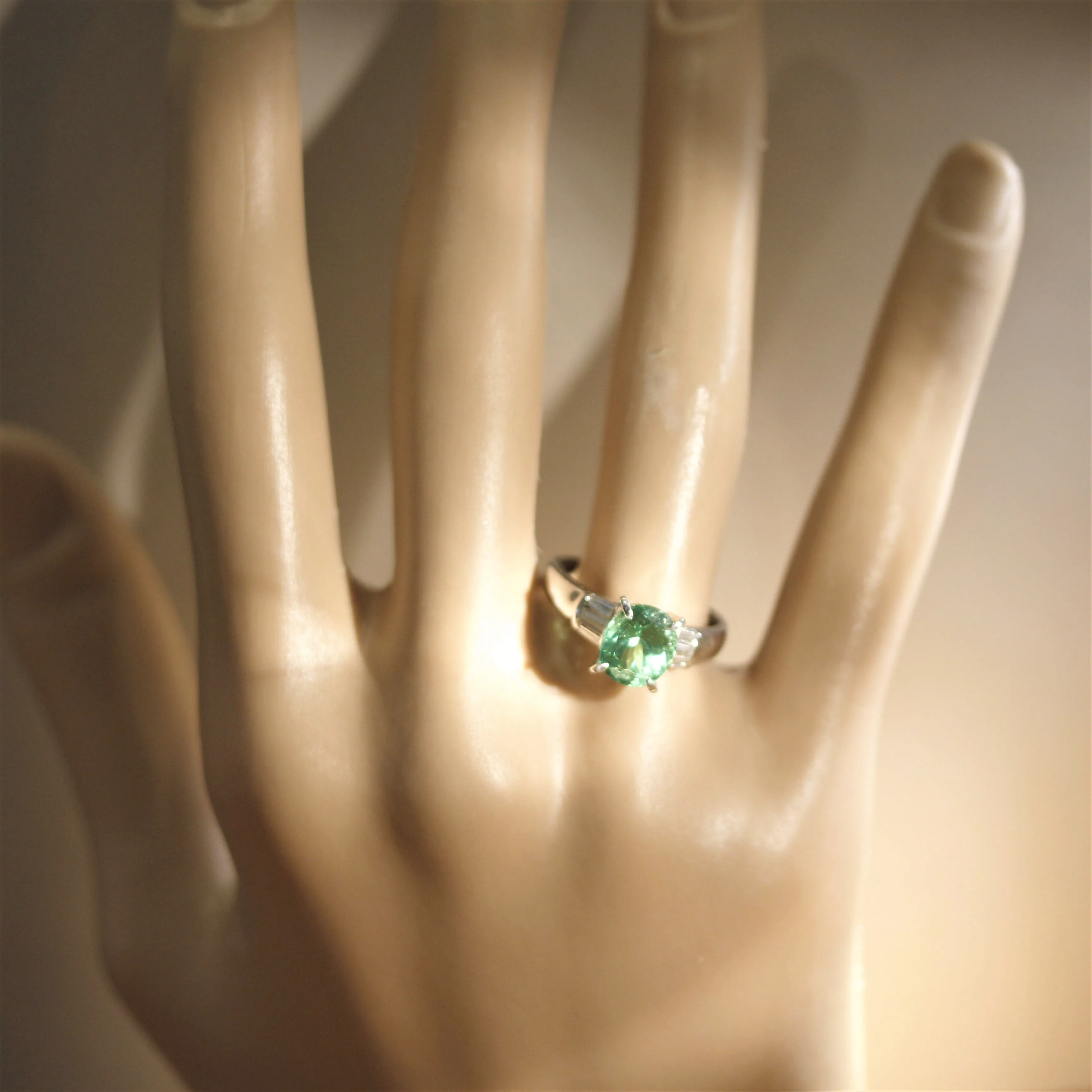 Tsavorite Garnet Diamond Platinum Ring