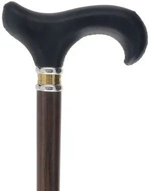Unique single item listing: Black leather wrapped handle two tone collar walking cane