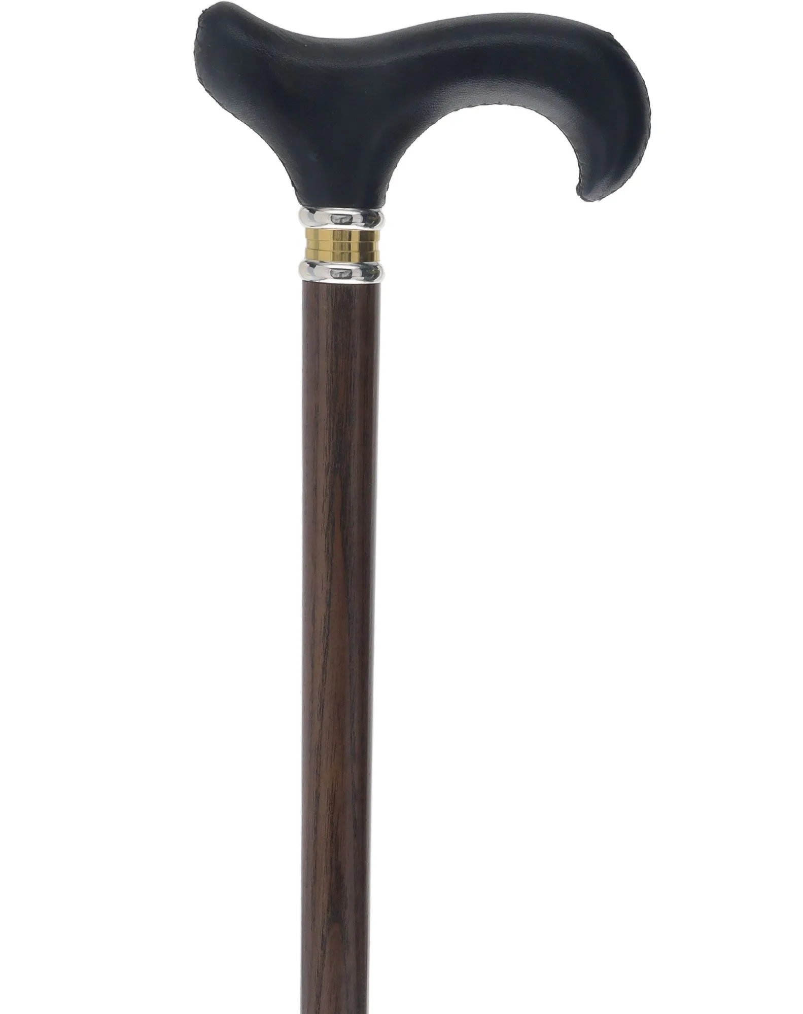 Unique single item listing: Black leather wrapped handle two tone collar walking cane