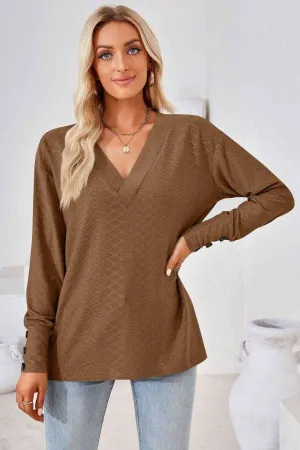 V-Neck Long Sleeve Blouse - Stylish Casual Top for You