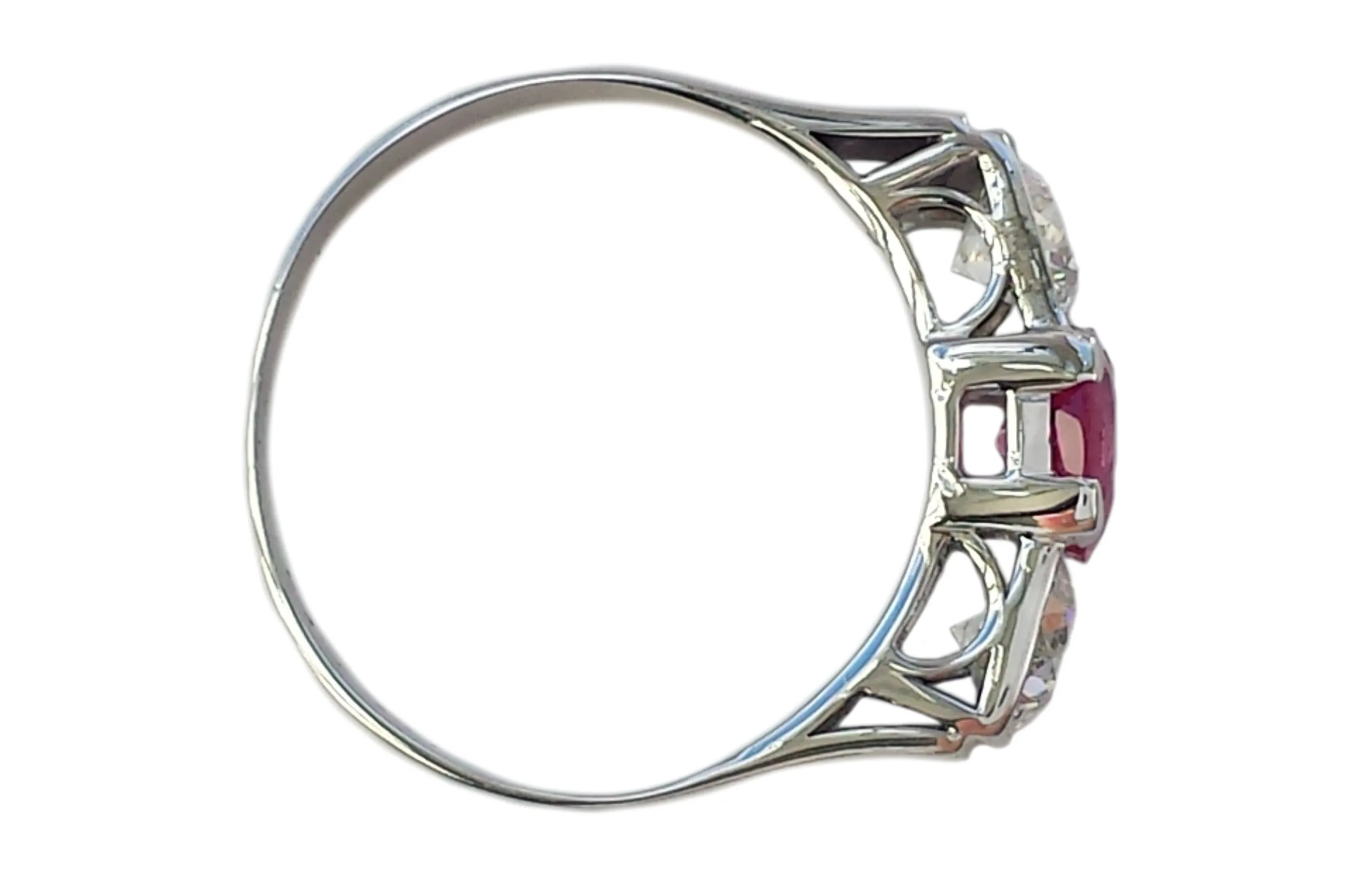 Vintage 1.62tcw Burmese Ruby & Old European Cut Diamond Engagement Ring