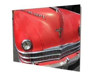 Vintage 1950's Red Fire Truck Aluminum Stand Off Wall Decor