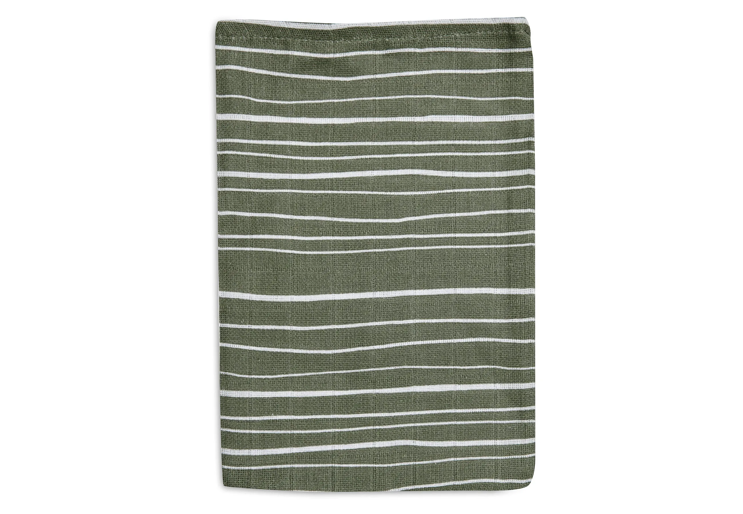 Washcloth Muslin Stripe  Olive Leaf Green - GOTS - 2 Pack