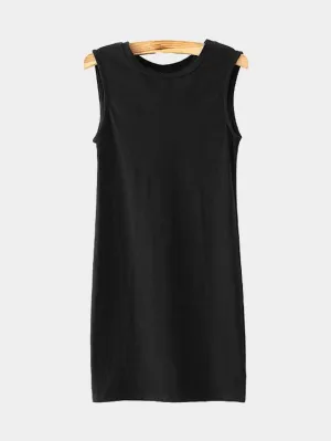 Wholesale Black Crew Neck Sleeveless Cut Out Mini Dress