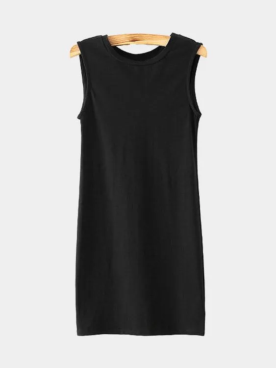 Wholesale Black Crew Neck Sleeveless Cut Out Mini Dress