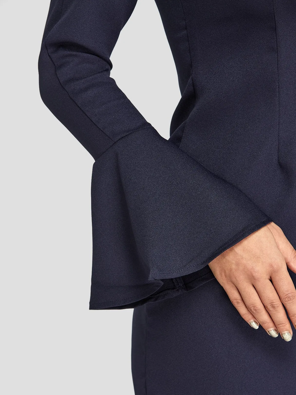 Wholesale Navy Long Sleeve Plain Cut Out Mini Dress