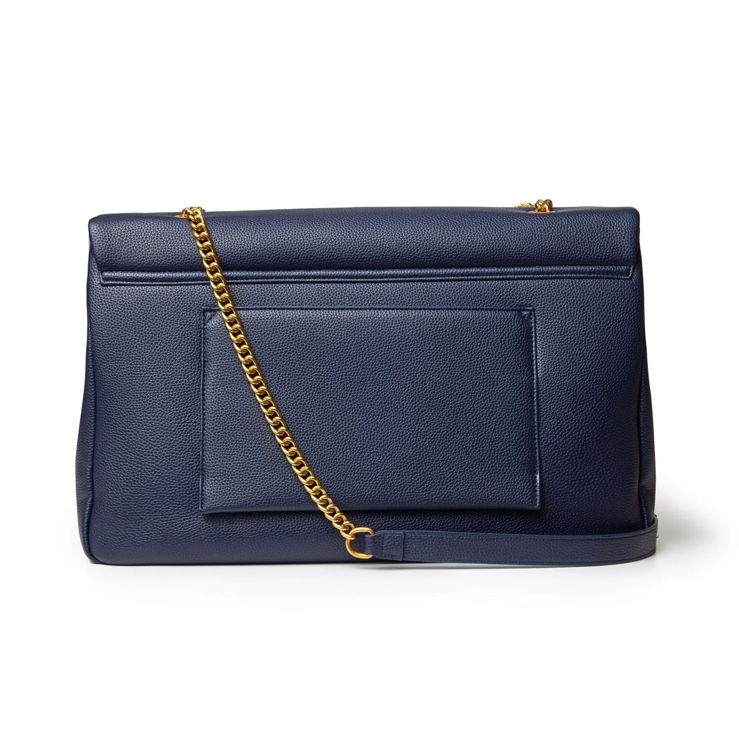 XL PEBBLE FLAP BAG - NAVY