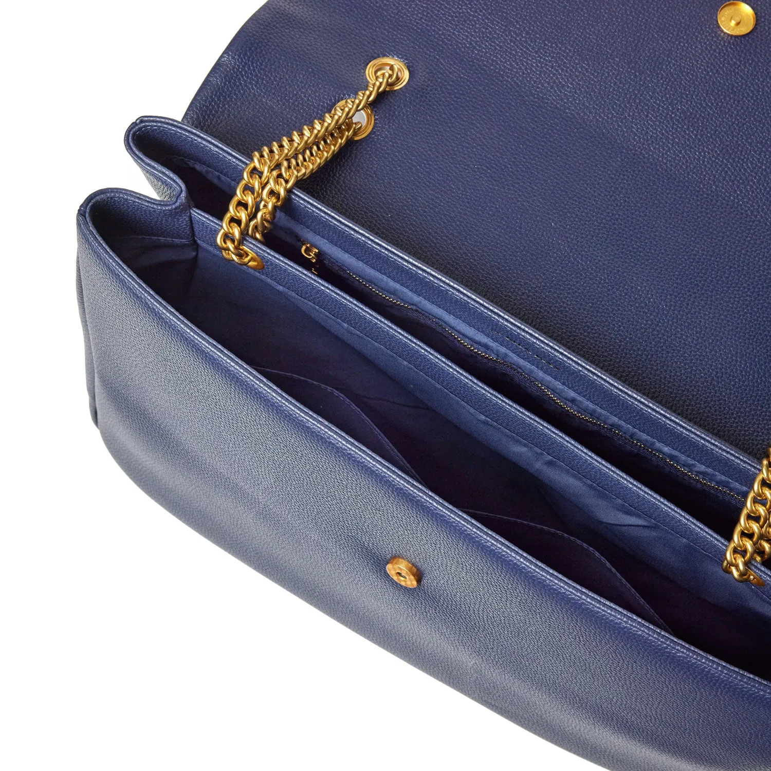 XL PEBBLE FLAP BAG - NAVY