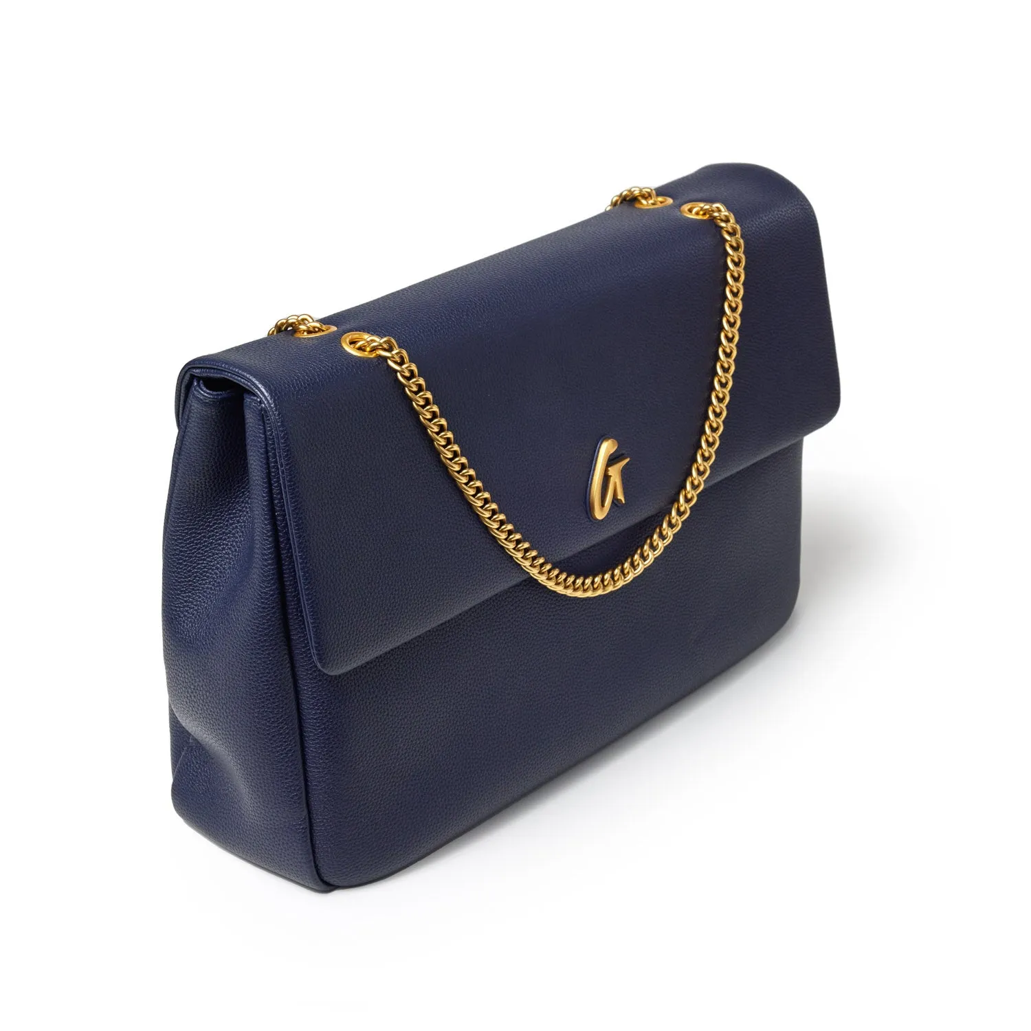 XL PEBBLE FLAP BAG - NAVY