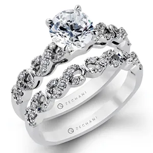 ZR868 Wedding Set in 14k Gold with Diamonds